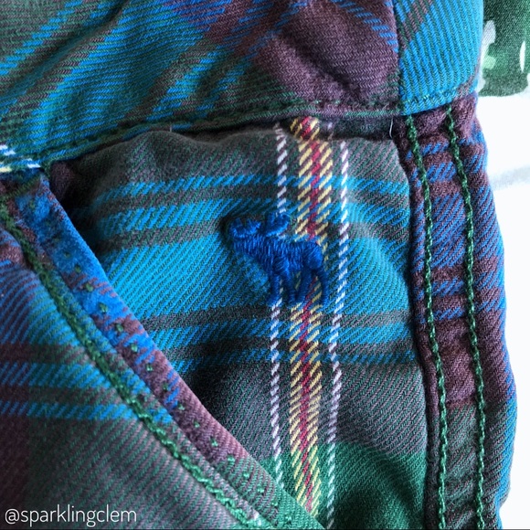 abercrombie New York green plaid 4 pocket … - Picture 4 of 5